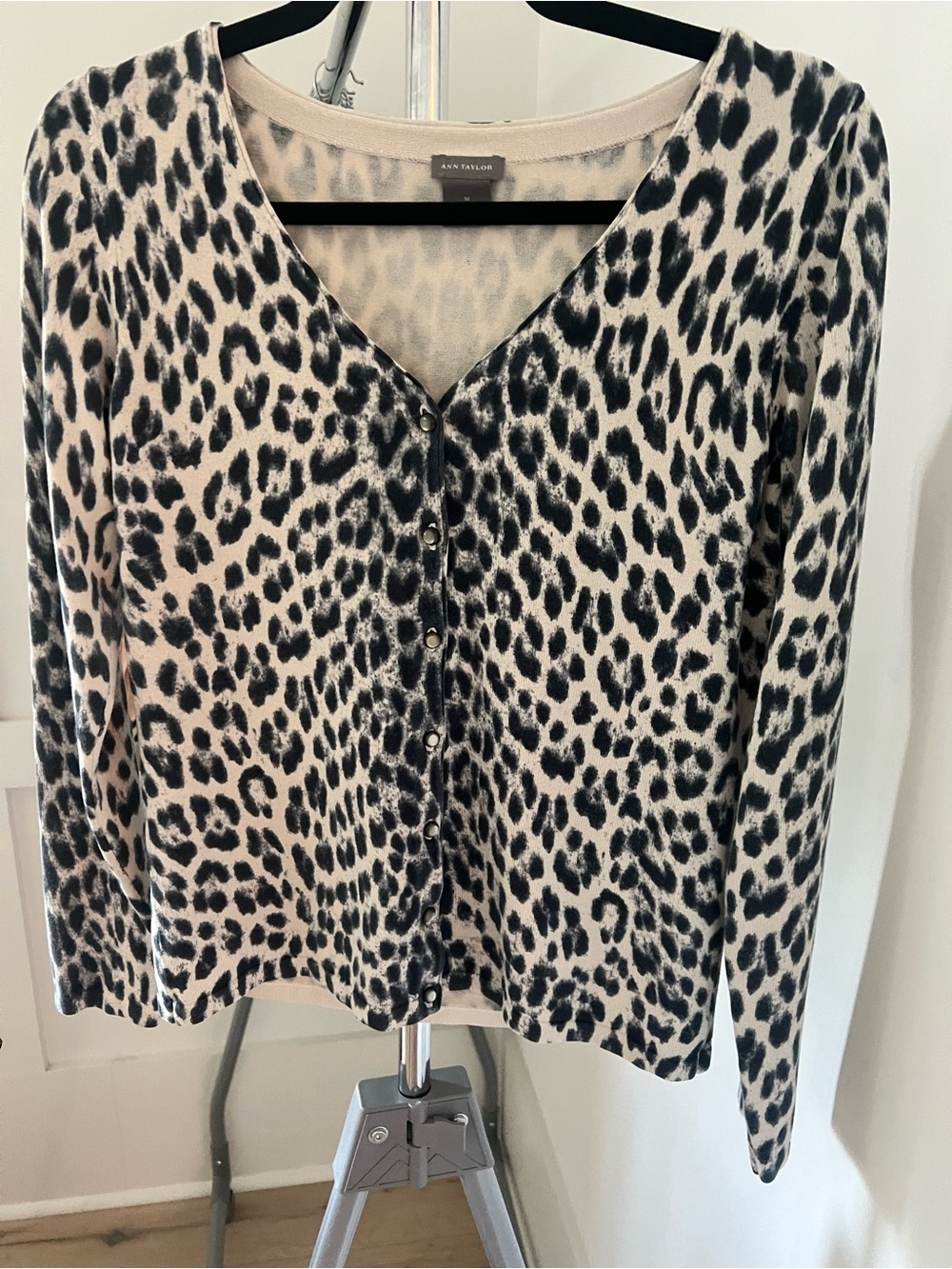 Leopard print button up sweater